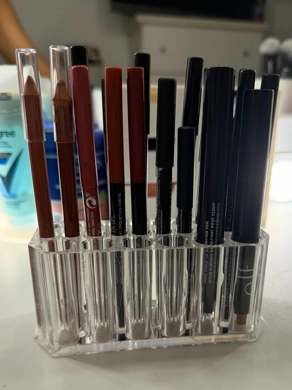 Clear Acrylic Makeup Pencil & Brush Organizer - Transparent Cosmetic Holder
